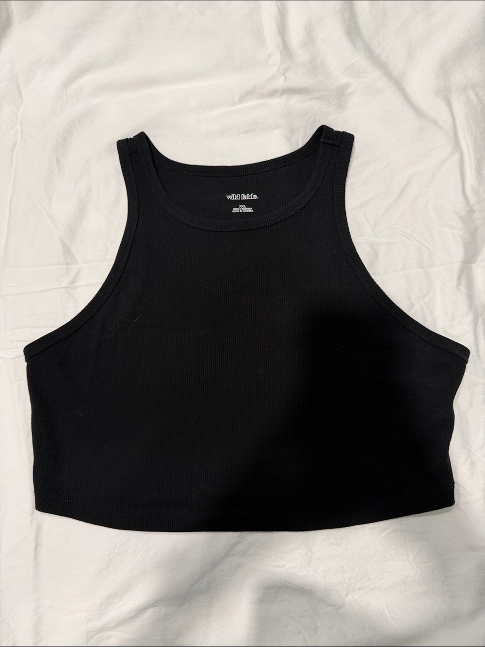 wild fable Black Ribbed High-Neck Crop Tank